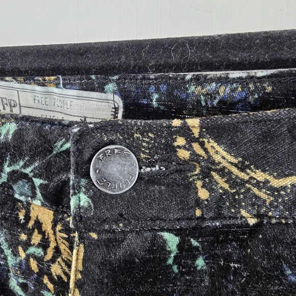 Free People Lennon Funktown Velvet Moto Zip Floral Printed Skinny Pants Size 0 - Picture 6 of 14